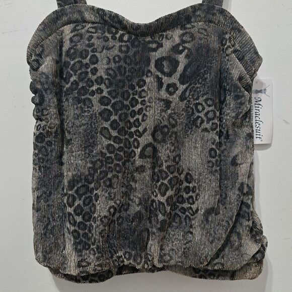 Miraclesuit Leopard Print With Metallic Detail Summer Top Size 10 Black/Gold NWT - Picture 9 of 14
